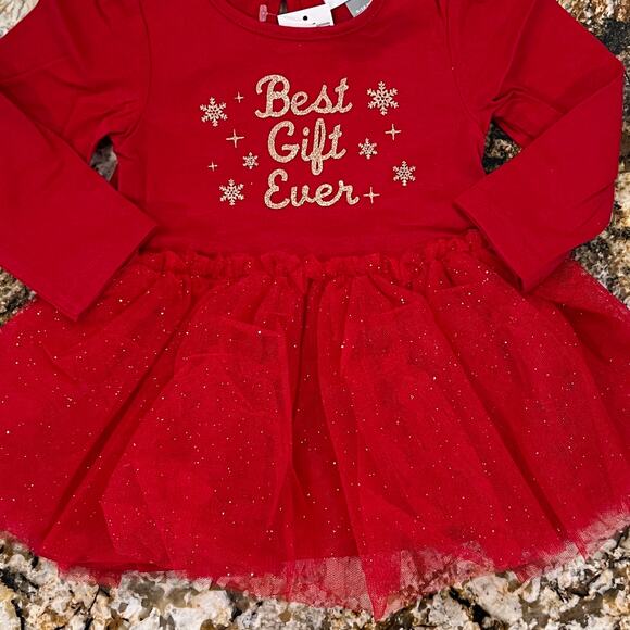 **NWT Children's Place Red W/Glitter "Best Gift Ever" Christmas Tutu Dress -6-9M - Picture 5 of 10